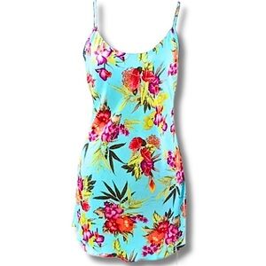 Victoria’s Secret silk tropical print slip dress multicolor size L resort outfit